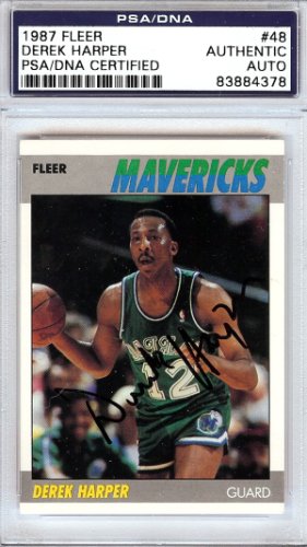 Derek Harper Autographed 1987 Fleer Card #48 Dallas Mavericks PSA/DNA
