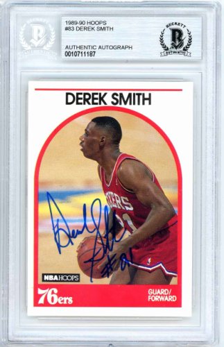 Derek Smith Autographed Signed 1989-90 Hoops Card #83 Philadelphia 76Ers Beckett Beckett 
