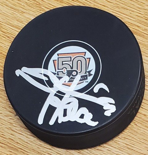 Derian Hatcher Autographed Signed Philadelphia Flyers 50Th Anniversary Hockey Puck - Autographs