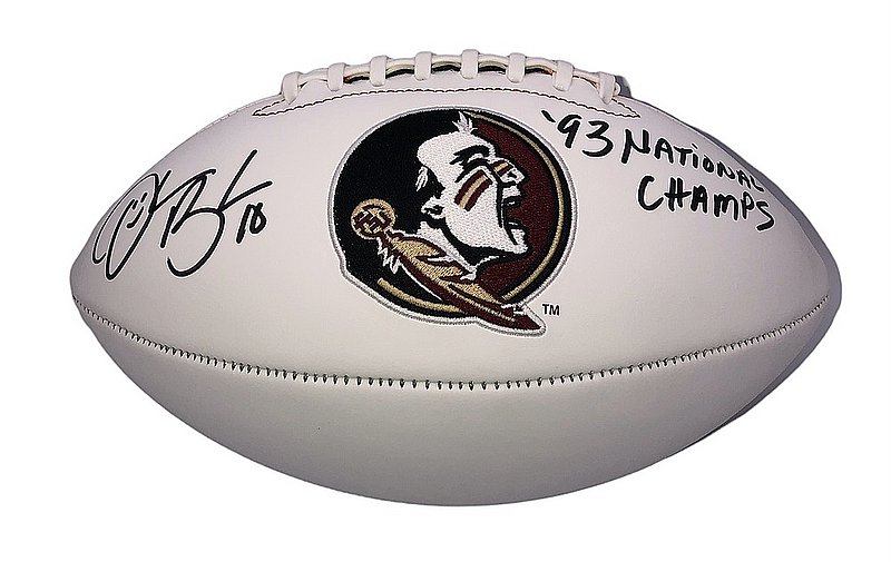 Derrick Brooks Autographed Signed Florida State Seminoles White Panel Football w/93 Champs Ins - JSA 