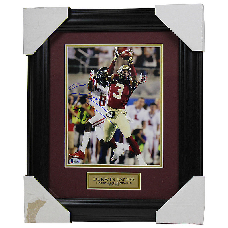 Derwin James Autographed Signed 8x10 Framed Interception Photo with Nameplate - BAS 