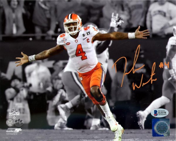 Deshaun Watson Autographed 8X10 Photo Clemson Tigers Beckett Beckett