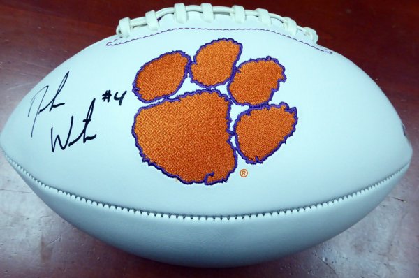 Deshaun Watson Autographed Clemson Tigers White Logo Football Beckett Beckett