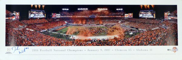 Deshaun Watson Autographed Signed 13X40 Panoramic Photo Clemson Tigers 2016 National Champs (Minor Tear) Beckett Beckett 