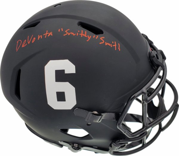Devonta Smith Autographed Signed Alabama Crimson Tide Eclipse Black Full Size Authentic Speed Helmet "Smitty" Beckett Beckett 