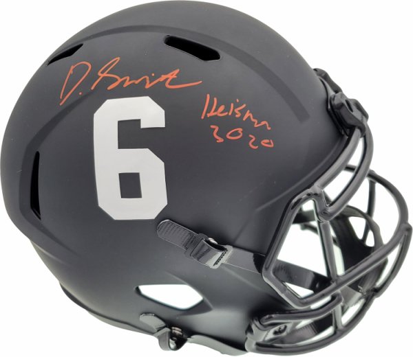 Devonta Smith Autographed Signed Alabama Crimson Tide Eclipse Black Full Size Replica Speed Helmet "Heisman 2020" Beckett Beckett 