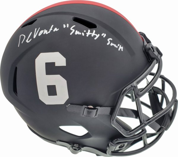 Devonta Smith Autographed Signed Alabama Crimson Tide Eclipse Black Full Size Replica Speed Helmet "Smitty" Beckett Beckett 