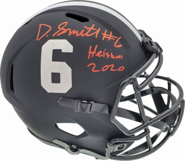 Devonta Smith Autographed Signed Alabama Crimson Tide Eclipse Black Full Size Speed Replica Helmet "Heisman 2020" Beckett Beckett 