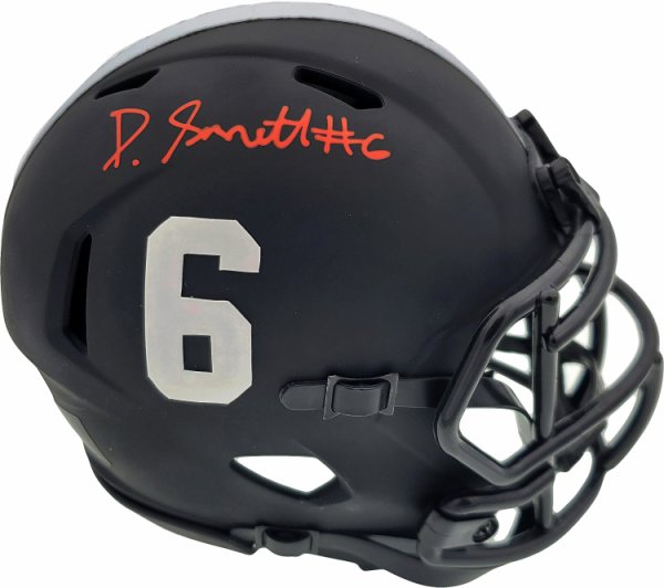 Devonta Smith Autographed Signed Eclipse Black Alabama Crimson Tide Speed Mini Helmet Beckett Beckett 