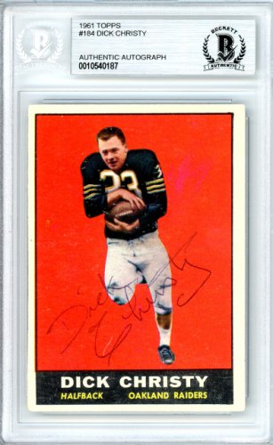Dick Christy Autographed 1961 Topps Rookie Card #184 Oakland Raiders Beckett Beckett