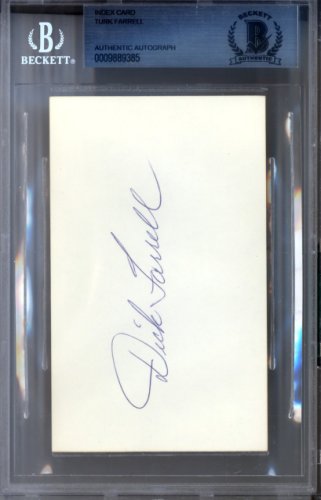 Dick "Turk" Farrell Autographed 3X5 Index Card Philadelphia Phillies Beckett Beckett