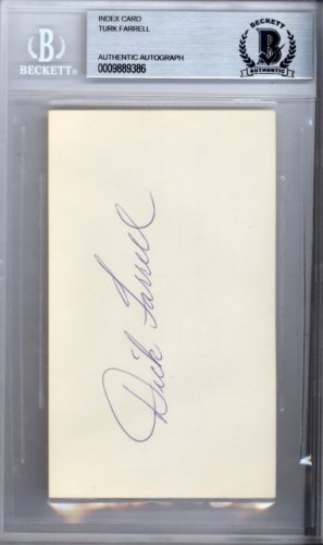 Dick "Turk" Farrell Autographed Signed 3X5 Index Card Philadelphia Phillies Beckett Beckett 