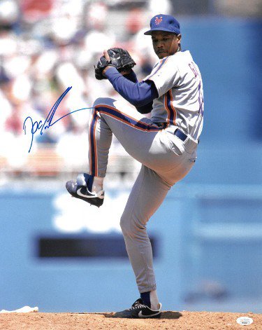 Dwight 'Doc' Gooden Signed New York Mets Pitching Grey Jersey Action 16x20  Photo - Schwartz Authentic