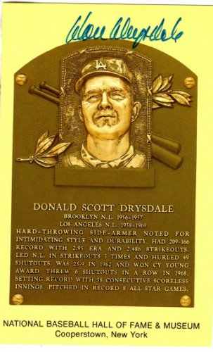 Don Drysdale Autographed Signed Hall Of Fame Gold Plaque - Autographs 