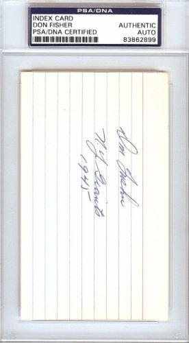 Don Fisher Autographed Signed 3X5 Index Card New York Giants "N.Y. Giants 1945" PSA/DNA 