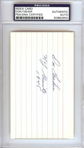 Don Fisher Autographed Signed 3X5 Index Card New York Giants "N.Y. Giants 1945" PSA/DNA 
