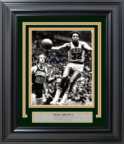 Downtown Fred Brown Autographed Signed Framed 8X10 Photo Seattle Supersonics Mcs Holo #200389 