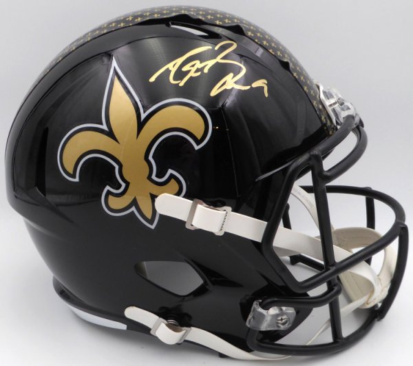 Drew Brees Autographed Signed Alternate Black Full Size Replica Helmet New Orleans Saints (Bubbled Decal) Beckett Beckett Qr #W717760 