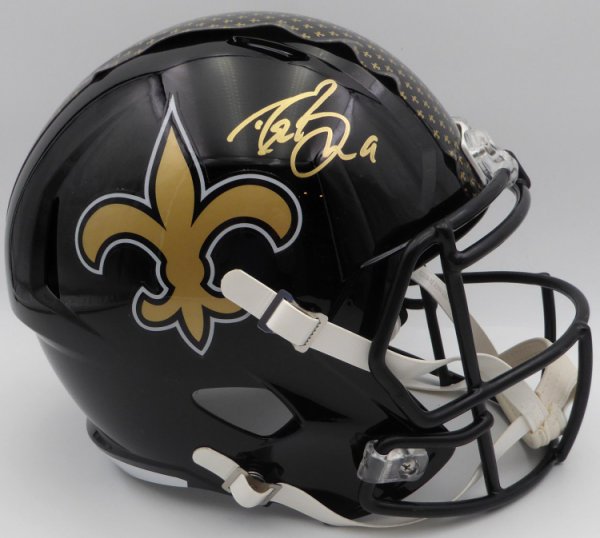 Drew Brees Autographed Signed Alternate Black Full Size Replica Helmet New Orleans Saints (Bubbled Decal) Beckett Beckett Qr #W717761 