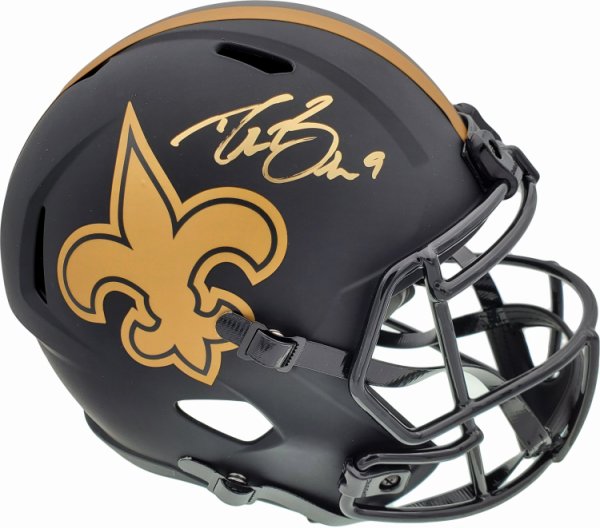 Drew Brees Autographed Signed New Orleans Saints Black Eclipse Full Size Speed Replica Helmet Beckett Beckett 