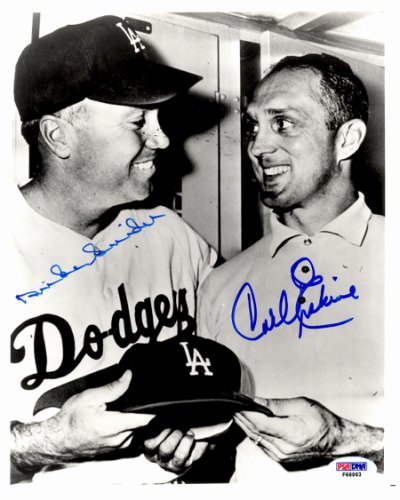 Duke Snider Autographed Signed HOF & Carl Erskine 8X10 Los Angeles Dodgers Photo - Autographs 