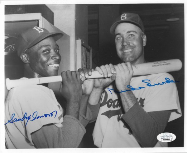 Duke Snider Autographed Signed & Sandy Amoros 8X10 Brooklyn Dodgers Photo JSA - Autographs 