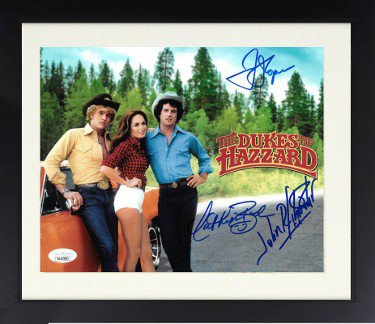 Dukes of Hazzard Autographed Signed 3 Sig 16x20 Photo Custom Framing- JSA Witnessed Tom Wopat (Luke)/John Schneider (Bo) & Catherine Bach