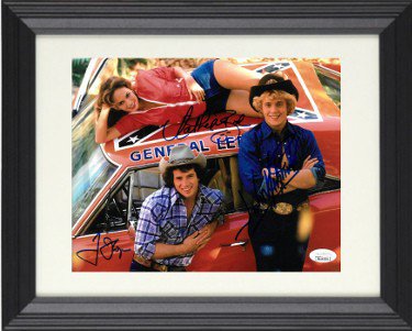 Dukes of Hazzard Autographed Signed 3 Sig 16X20 Photo Custom Framing- JSA Witnessed Tom Wopat (Luke)/John Schneider (Bo) & Catherine Bach