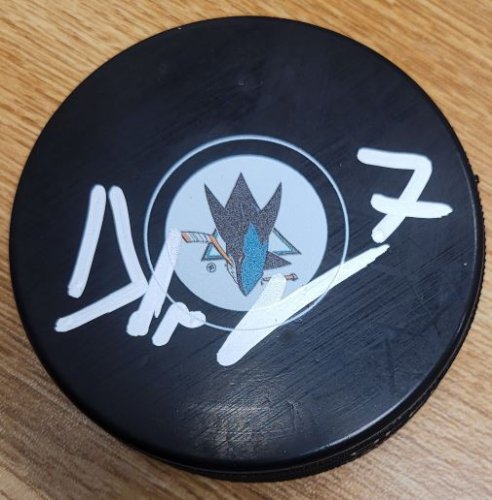 Dylan Gambrell Autographed Signed San Jose Sharks Hockey Puck - Autographs