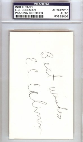 E.C. Coleman Autographed Signed 3X5 Index Card Utah Jazz "Best Wishes" PSA/DNA 