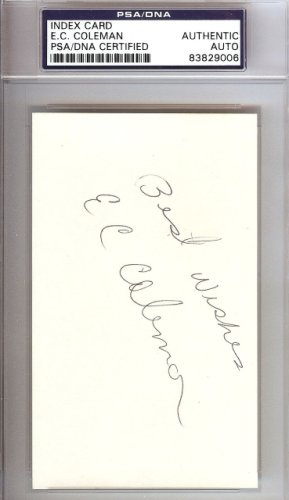 E.C. Coleman Autographed Signed 3X5 Index Card Utah Jazz "Best Wishes" PSA/DNA 
