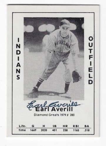 Earl Averill Autographed Signed Cleveland Indians 1979 Diamond Greats Card - Autographs