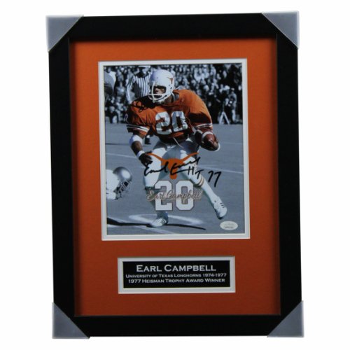 Framed Earl Campbell Houston Oilers Autographed 8 x 10 Black & White  Running Photograph with HOF 91 Inscription