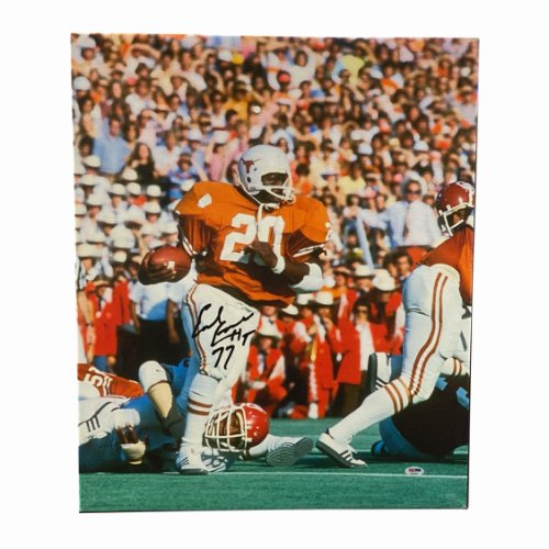 Earl Campbell Autographed Signed Texas Longhorns Red River Rivalry 20x24 Canvas w/HT 77 -PSA 