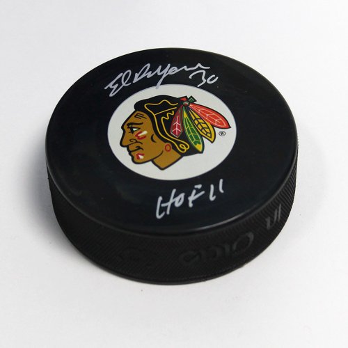 Ed Belfour Autographed Signed Chicago Blackhawks Hockey Puck with HOF Note