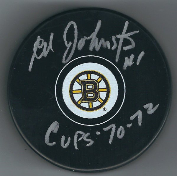 Ed Johnston Autographed Signed Boston Bruins Hockey Puck - Autographs