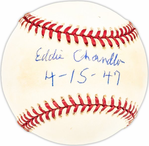 Eddie Chandler Autographed Signed Official Jackie Robinson Nl Baseball Brooklyn Dodgers "4-15-47" Beckett Beckett Qr #Bm25579 