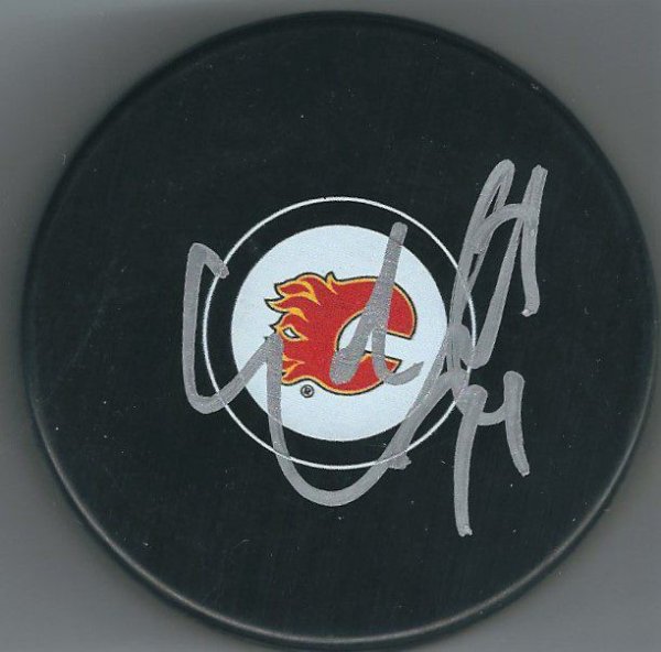 Eddie Lack Autographed Signed Calgary Flames Hockey Puck - Autographs