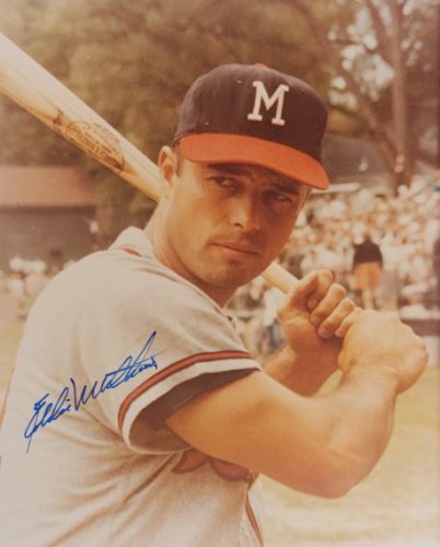 Eddie Mathews Autographed Rawlings Hall of Fame Bat Inscribed HOF 78, 512  HRs