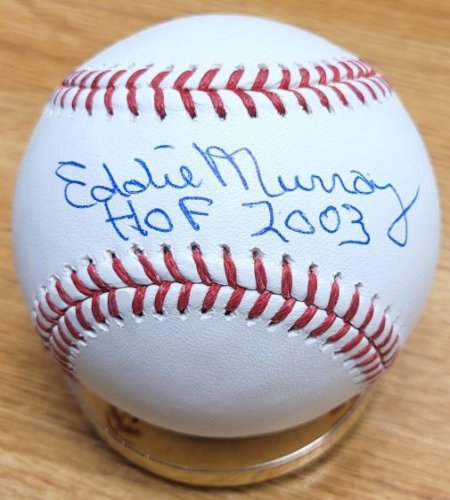 Eddie Murray Autographed Signed "HOF 2003" Official Rawlings Major League Baseball Beckett Witness - Autographs 