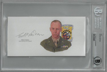 Edwin Horton Autographed Signed 6.5 x3.5 cut signature w/ Image BAS/Beckett Encapsulated (WWII/Doolittle Raiders/B-25 Mitchell) 