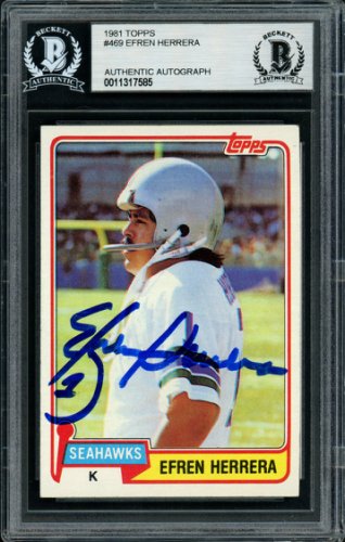 Efren Herrera Autographed 1981 Topps Card #469 Seattle Seahawks Beckett Beckett
