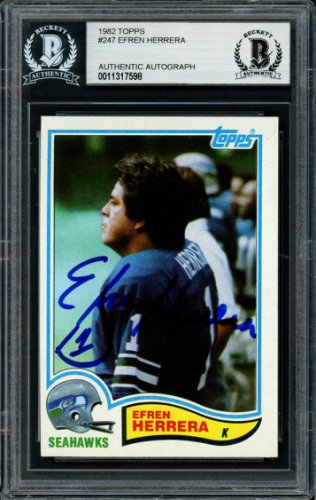 Efren Herrera Autographed 1982 Topps Card #247 Seattle Seahawks Beckett Beckett