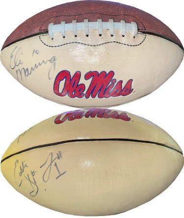 Archie Manning & Eli Manning Ole Miss Rebels Dual Signed Schutt