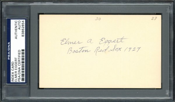 Elmer A. Eggert Autographed 3X5 Index Card Boston Red Sox PSA/DNA