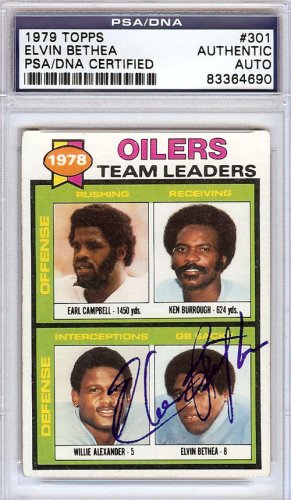 Elvin Bethea Autographed 1979 Topps Card #301 Houston Oilers PSA/DNA