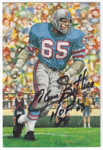 Elvin Bethea Autographed Signed Houston Oilers Goal Line Art Card - Autographs