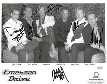 Emerson Drive Autographed Signed B&W 8.5x11 Photo- 6 sigs- JSA- David Pichette/Patrick Bourque/Brad Mates/Mike Melancon/Dale Wallace/Dupelle 