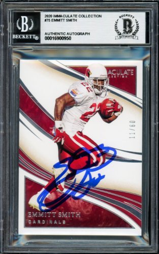 Emmitt Smith Autographed Signed 2020 Immaculate Collection Card #75 Arizona Cardinals #11/60 Beckett Beckett 