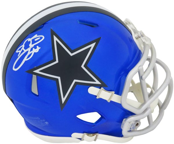 Emmitt Smith Autographed Signed Dallas Cowboys Flash Riddell Speed Mini Helmet (In Silver) 